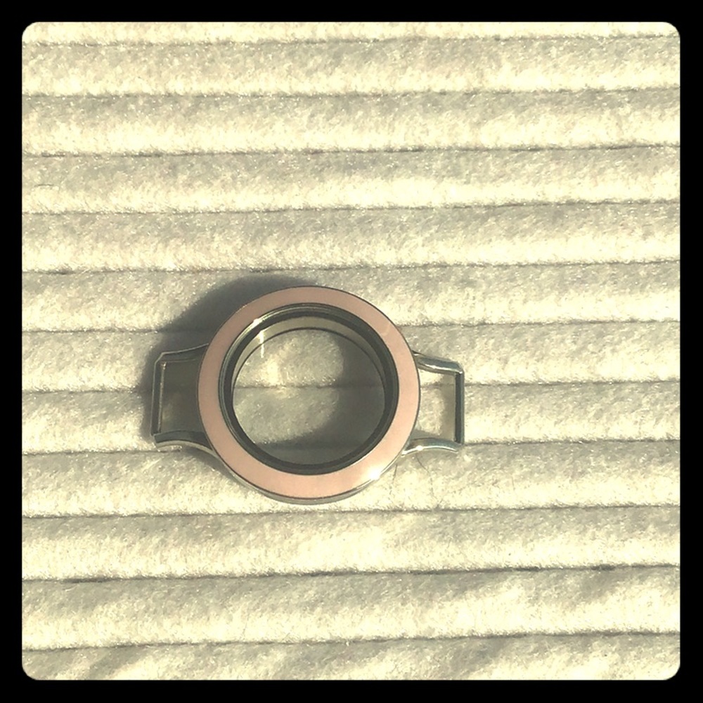 Medium Silver Locket w/ Purple Enamel Face